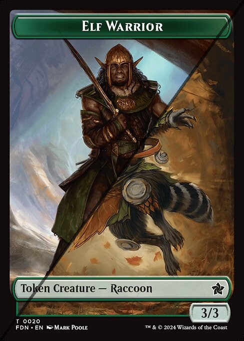 Elf Warrior Token  // Raccoon Token TFDN  [Foil]
