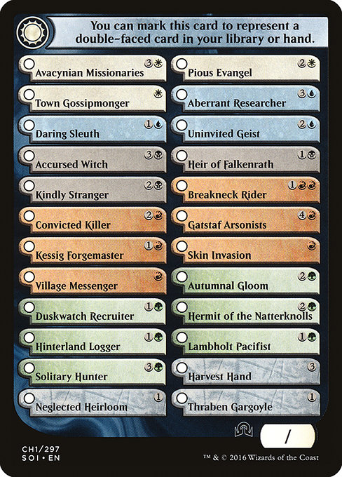 Shadows Over Innistrad Checklist 1 Token TSOI
